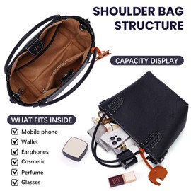 Leather Bucket Bags for Women Small Crossbody Bags Vintage Trendy Tote Bag Mini Handbags Vegetable Basket Shoulder Bag (Black)