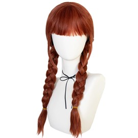 Ginger Braid Wig Girls Braided Orange Wig with Two Pigtails for Women Heat Reistant Synthetic Hair for Halloween Party Cosplay