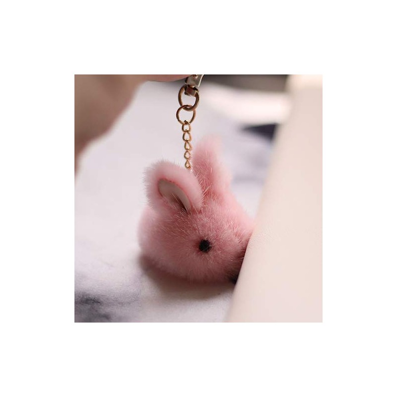 Rabbit Premium Mink Fur Charm Lanyard Bag Charm Keychain, Mink