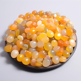 SigMntun Polished Yellow Agate Crystal Chips 200 Pcs - 0.3" 10 oz Tumbled Stone Chips Crushed Sea Glass Stones Healing Reiki Crystal Making Home Decoration