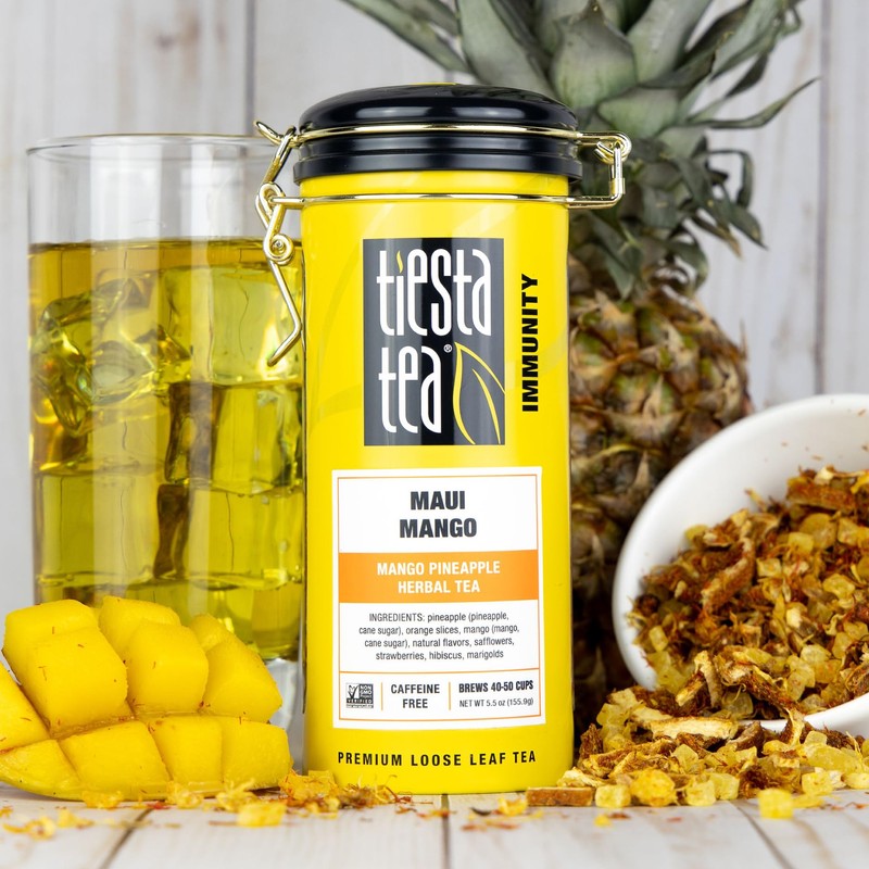 Tiesta Tea Maui Mango, Loose Leaf, Mango Pineapple Herbal Tea,