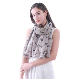 Lina & Lily Cavalier King Charles Spaniel Dog Print Women's Scarf Shawl (Khaki)(Size: One Size)