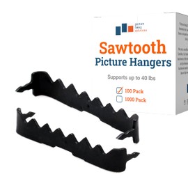 Sawtooth Picture Hangers - 100 Pack - 1" 3/4 Black Saw Tooth Hangers, No Nail, No Additional Hardware Needed