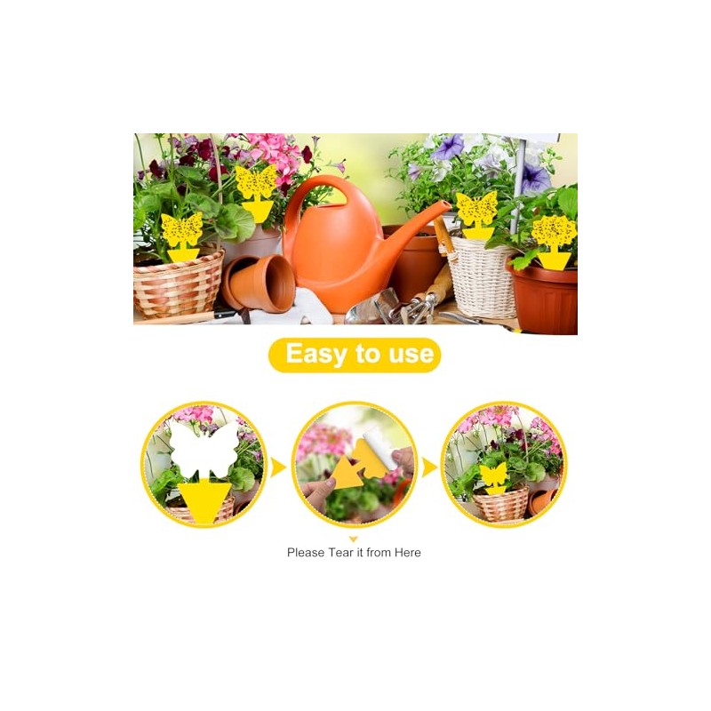 100 Pack Yellow Sticky Fly Traps for Indoor and Outdoor