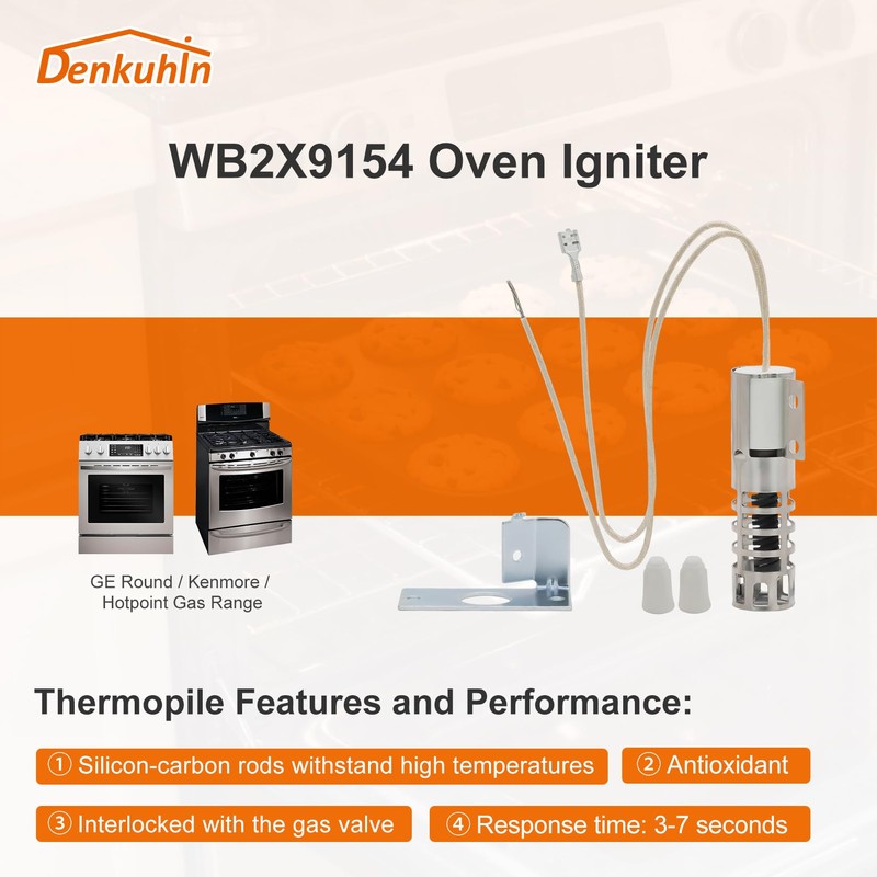Denkuhin WB2X9154 WB13K10027 Gas Oven Igniter XL44 Round Style for
