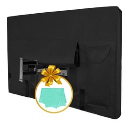 Easy-Going - Funda de TV para exterior para visualización LCD de 44 a 46 pulgadas, LED, impermeable, resistente a la intemperie y a prueba de polvo con paño de limpieza (46 pulgadas, negro)