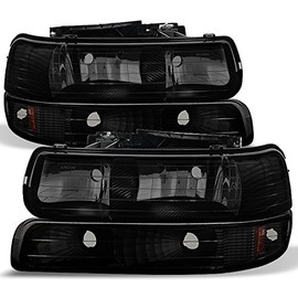 AKKON - For Black Smoke 99-02 Sivlerado 00-06 Suburban Tahoe Headlights Lamps + Bumper Signal Lamps 4pcs Set