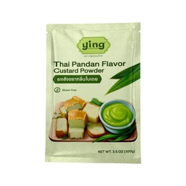 Thai Pandan Flavor Custard Powder by Ying Kanom Thai – Quick, Easy & Delicious, Gluten-Free, 100g (1-Pack)