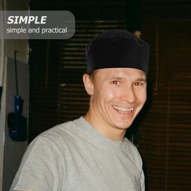 VALICLUD Breathable Mesh Skull Cap Chefs Catering Hat Adjustable Strap Fits All Black