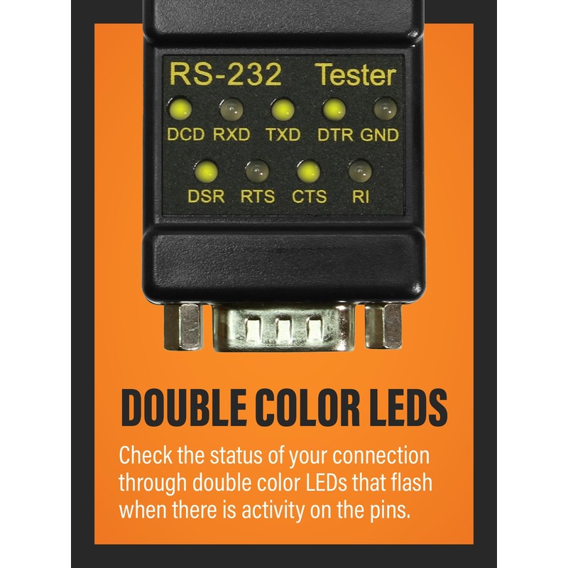 CABLEMAX RS-232 LED Link Signal Tester - DB-9 Male to