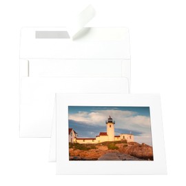 Silunkia 60 Packs White Photo Frame Cards with Envelopes for 5 x 7 Picture, Paper Picture Frames, Photo Folders with Self Seal Envelopes for Classroom DIY Birthday Graduations Wedding Postcards