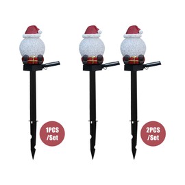 Christmas Solar Lights Outdoor Decorative Stakes Lights Santa Claus in Red Hat 7-color Changing Light LED Landscape Lights Waterproof for Pathway Walkway Lawn Backyard