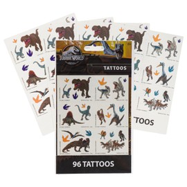 Show-Offs Jurassic Dinosaurs Temporary Tattoos - 96 Count, Small, Brown