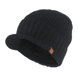 Kuyou Men's Knitted Beanie Hat with Visor Beanie Cap -