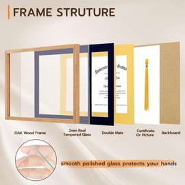 Fun Memories OAK Wood 11x18 Diploma Frame with Tassel Holder, 100% Solid Oak Wood Certificate Picture Frame with High Definition Glass, Document Frame for Wall, Black Mat