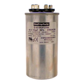 OneTrip Parts USA Run Capacitor 45+10 UF 45/10 MFD 370 VAC 2 Inch Round