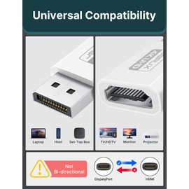 JSAUX 4K DisplayPort to HDMI Adapter 2-Pack, DP PC to HDMI Monitor Converter Video UHD 2K@120Hz,4K@30 DP to HDTV Male to Female Uni-Directional Adapter Compatible for Dell, Lenovo, HP,GPU, AMD -White