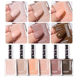 Set de Esmaltes de Uñas Beetles Fall, 6 Colores, 15 ml, Marrón, Neutro, Nude, Rosa, Colección Tonos Piel, Esmalte de Uñas de Secado Rápido y Duradero,