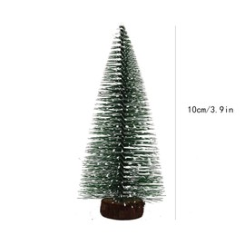 10 PCS Artificial Mini Christmas Trees Miniature Frosted Christmas Trees Miniature Christmas Tree Mini Ornament Tabletop Trees Miniture Snowing Pin Trees with Wooden Bases for Xmas Party 10cm