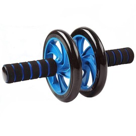 Abdominal Exercise Roller Wheel - Abs Roller With Extra Thick Knee Pad Mat and Comfort Foam Handles (Blue)