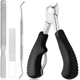 Toenail Clippers for Seniors Thick Nails 4Pc - Long Handle, Wide Opening, Sharp & Sturdy Curved Blade Toenail Cutter for Thick and Ingrown Toenails, 18-Month Replacement Warranty