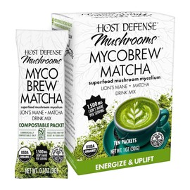 Host Defense Mycobrew Matcha - Mezcla Para Bebida Matcha - Té Verde Matcha En Polvo Que Incluye Champiñón De León - Mezcla De Bebida Con Té Matcha... 