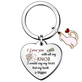 Wife Key Chains Ring Women Girlfriend Valentines Day Soulmate Birthday Gift Keyrings Cat Tag I Love You With All My Heart Romantic Funny Keepsake Her Engagement Thanksgiving Christmas Wedding Presents