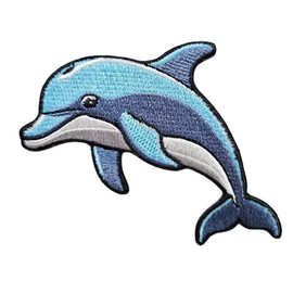 3.5" Embroidered Dolphin Iron On Patch | Decorative Dolphin Applique Iron On/Sew On Patches for Clothing, Hats, Backpacks, Clothes, Jacket, Girls, Boys