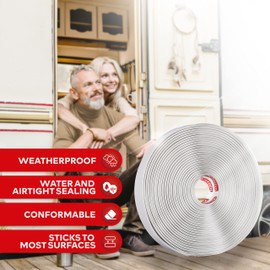 XFasten Butyl Sealing Tape, White, 1/8-In x 3/4-In x 30-Foot Plumbers Putty Tape, RV and Boat Sealant