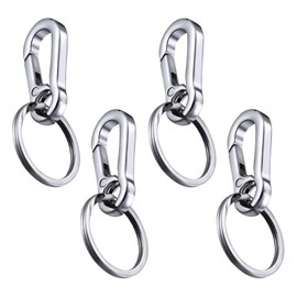 4 Pack Durable Key Ring Hoop with Keyring Clip, Carabiner Keyring Set, Secure Carabiner Keyring, Key Ring Clips for Keys, Accessories, and Outdoor Gear