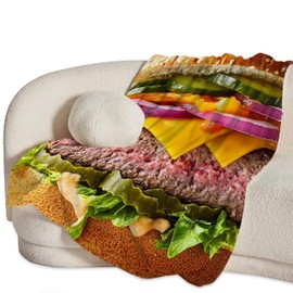 Hamburger Blanket for Girls Boys Funny Food Burger Throw Blankets Soft Cozy Warm Fuzzy Fleece Cheese Beef Pickles Bedding Flannel Throws Stuff Gifts for Kids Men Women Bedroom Decor 50"x40"