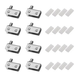 4 Pair Stainless Steel Glass Door Pivot Hinge, Silver Hinges for 5-8mm Thickness Glass Door Cabinet Doors Bathroom Doors (40x10x20mm)
