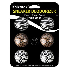 Knixmax Sneaker Deodorizer Shoe Freshener Balls, Boot Odor Eater Deodorizing Ball Sneaker Deodorants, Gym Bags Lockers Car Air Fresheners, 6 Packs Fresh Linen Leopard
