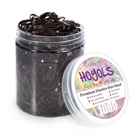 Hoyols Small Hair Elastics Brown, Premium Plastic Girls Hair Ties Strong Flexible Rubber Bands Tiny Mini Polybands for Women Kids Baby Bulk 1000 Count TPR (Dark Brown)