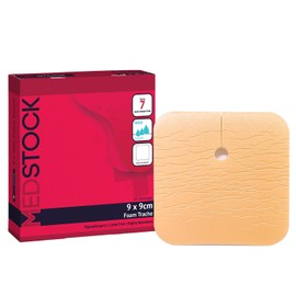 MEDSTOCK Foam Non-Adhesive Tracheostomy Dressing, TRACHY, 3.5"x3.5" (Pack of 10), Wound Care, High Absorption, Stoma Management, Drain Management, CMC Granules