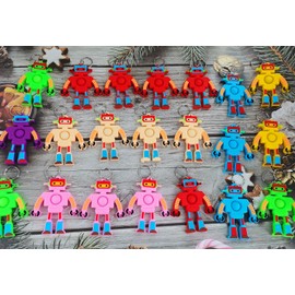 20 Packs bulk Mini Pop Robots Keychain fidgets Bubble Classroom Students gifts Teacher, Summer Hoilday Party Favors