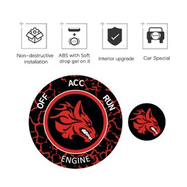 TOOLEPIC Push Start Button Cover for Dodge Challenger Charger Durango Ram Accessories 2015-2024, Engine Start Ignition Kit Emblem Badge –Unique Ruby Red Hellhound Design-Car Decor Sticker