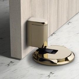 VACNEA Windproof Door Stopper, Heavy Duty Doorstops, Height Adjustable Mechanical Door Catch Holder Keep Door Open, No Drilling with Screws and Adhesive, 1Pack, Gold