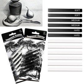 12 Pcs Charcoal Sticks Square Compressed Charcoal Stick Graphite Sticks Sketch Charcoal Block Art Supplies Drawing Pencils Set Craft Tool for DIY Drawing Crafts Drawing Shading Beginners and Artists
