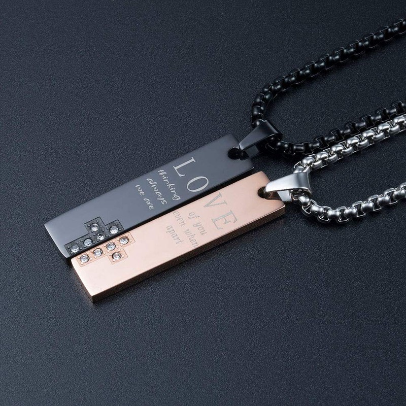 Wolentty His and Hers Couple Necklace Stainless Steel Distance Couples