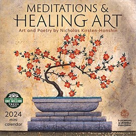 Meditations & Healing Art 2024 Mini Wall Calendar: Art and Poetry by Nicholas Kirsten-Honshin | Compact 7" x 14" Open | Amber Lotus Publishing