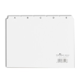Durable A5 Index Card Set | Includes Printed A-Z Tabs | White | Made of Strong PVC | Perfect for Organising Documents | Pack of 1