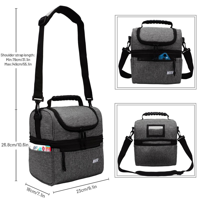 MIER 2 Compartment Lunch Bag for Men Women, Leakproof Insulated