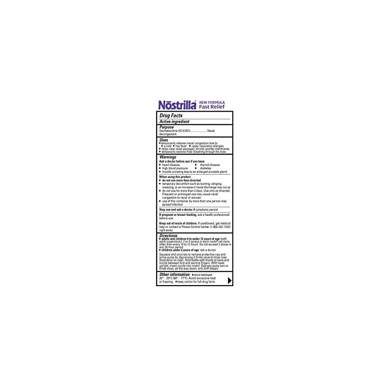 Nostrilla Nasal Decongestant Spray, Stuffy Nose Relief, 0.5 oz (3