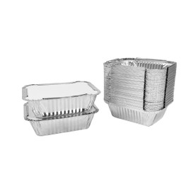 AMOS Aluminium Foil Food Trays Container With Paper Lid Pack of 50 450ml Reusable Takeaway Containers