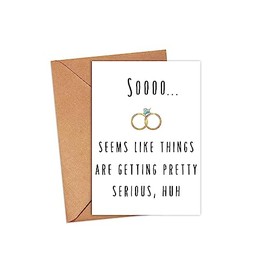AcevedoDesign Getting Serious Wedding Card - Funny Wedding Card For Friends - Humor Cards For Wedding - Engagement Card For Couple - Happy Wedding Card