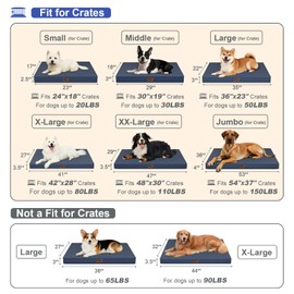 Tail Stories Outdoor Waterproof XL Dog Bed, Orthopedic Dog Bed for Large Dogs, Egg Crate Foam Pet Bed with Washable Removable Oxford Cooling Cover, 44x32 Inch, Navy