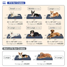 Tail Stories Outdoor Waterproof XL Dog Bed, Orthopedic Dog Bed for Large Dogs, Egg Crate Foam Pet Bed with Washable Removable Oxford Cooling Cover, 44x32 Inch, Navy