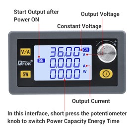 DROK Buck Boost Converter, DC 6-36V to 0.6-36V Adjustable Voltage Regulator 5A 80W Step Up Step Down Converter, LCD Display Power Supply for Solar Panel RV