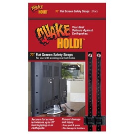 QuakeHOLD! 70" Flat Screen T Safety Straps, Nylon Anti-Tip Adhesive Straps, Earthquake, Fire, Flood Protection, For TVs and Furniture, Child Proofing for Home Safety, Easy Installation, Black, 1 Pack